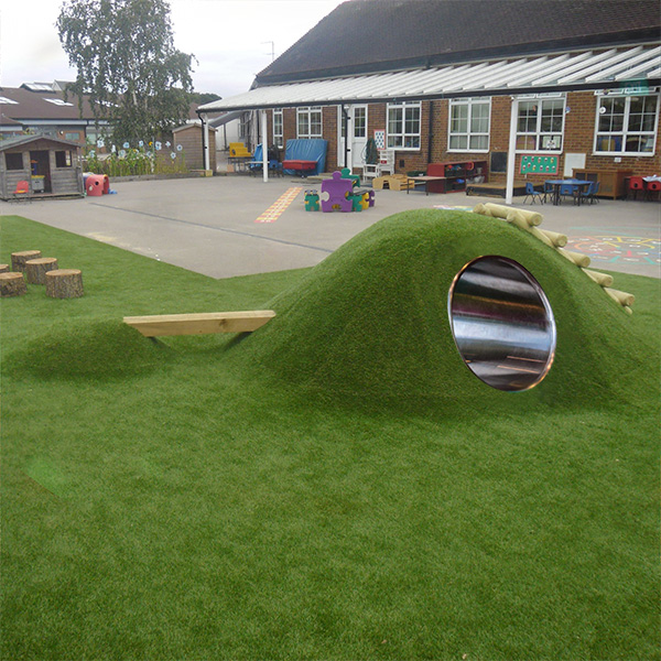 playground tunnels - stainless steel tunnel for playground - steel tunnels for playgrounds - playground tunnel across the hill