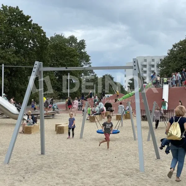 Playground with a tube slide