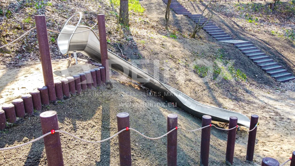 Half tube slide on hill